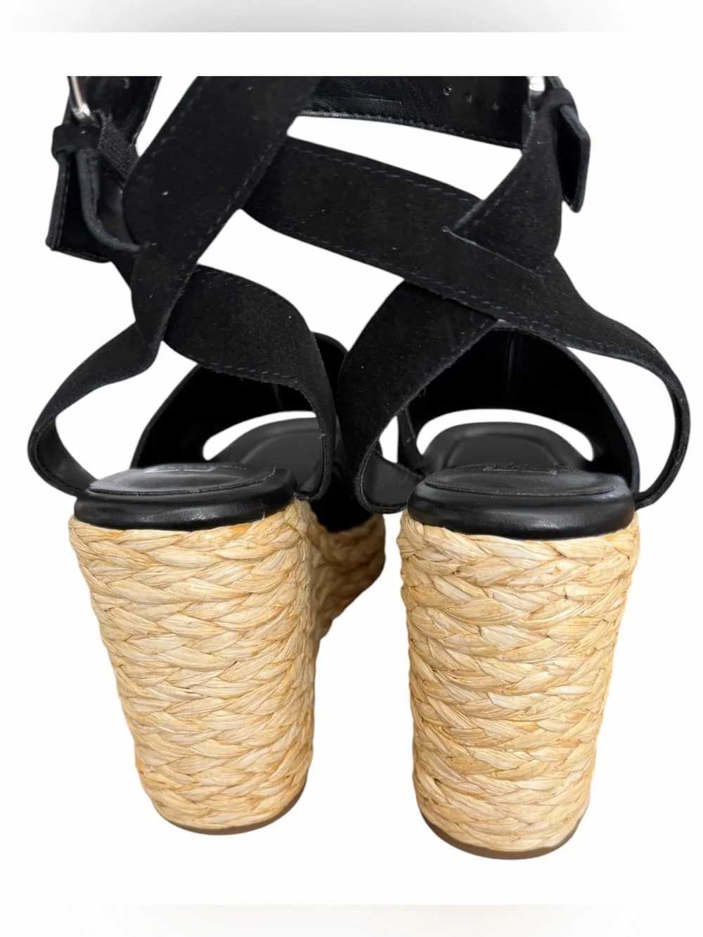 Marc Fisher Black Espadrille Wedges with Ankle Strap